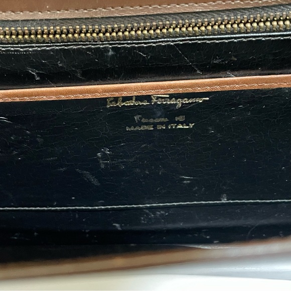 VTG Salvatore Ferragamo Leather Covertible Envelope Bag Purse Brown w Box - Picture 9 of 13